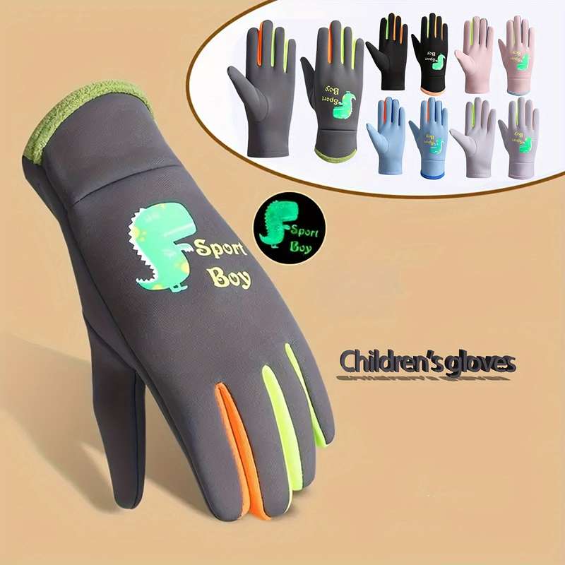 Cartoon Warm Gloves Wool Lined
