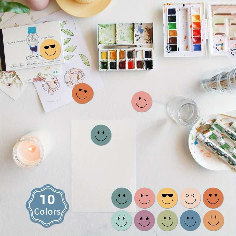 600 Boho Style Colorful Smiley Face Stickers