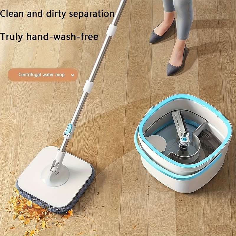 1 Spin Mop And Bucket Set With 2 Reusable