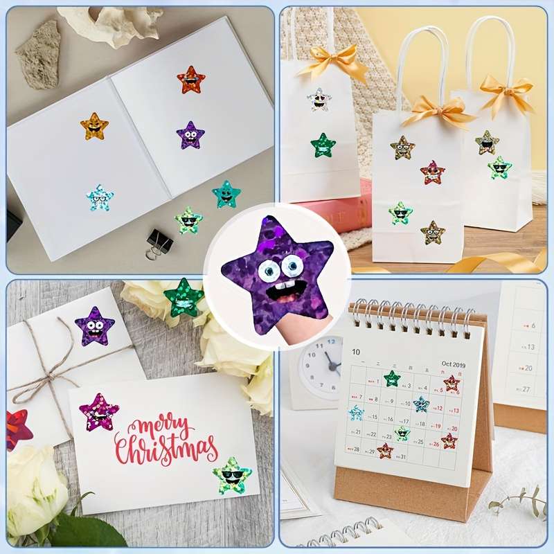 1500pcs Shiny Foil Star Stickers Set