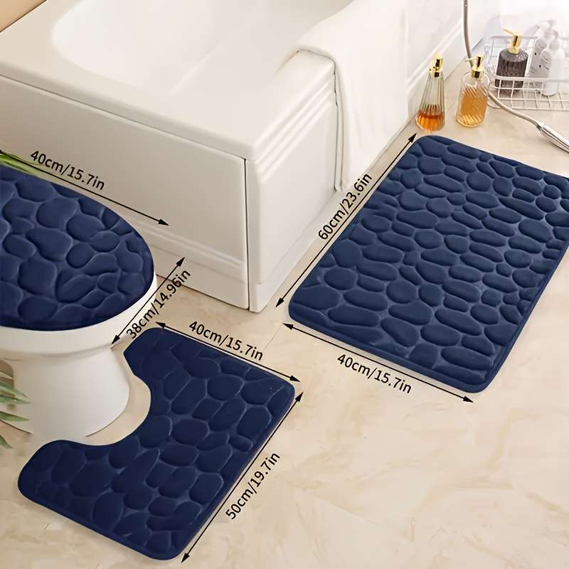 3-Pack Non-Slip Machine-Made Bath Mats