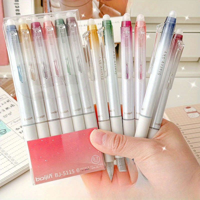 6-Pack Retractable Glitter Erasable Gel Pens