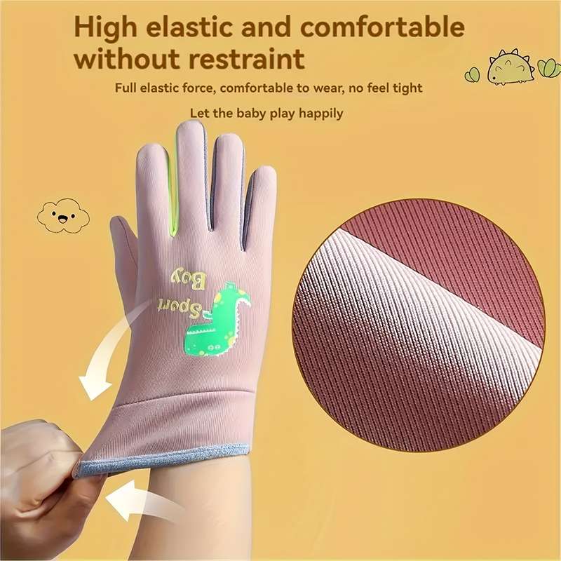 Cartoon Warm Gloves Wool Lined