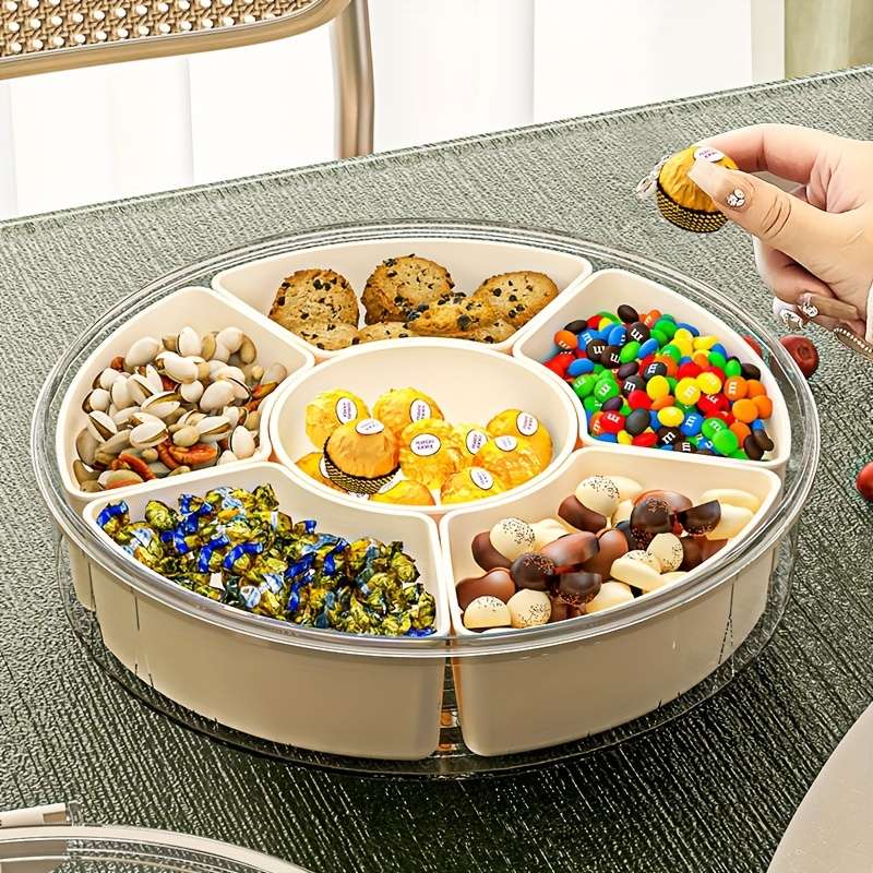 1 Piece Rotating Snack Tray With Lid