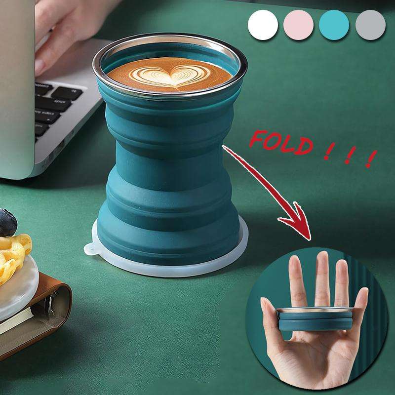 Heat-resistant portable silicone foldable water bottle