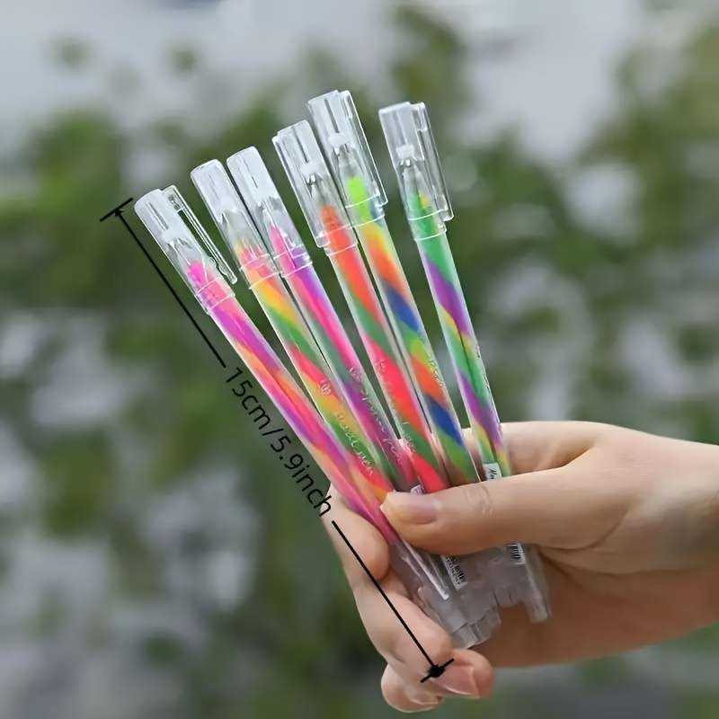 6 Colors Glitter Gel Pens Fine Point Rainbow Gradient Pens