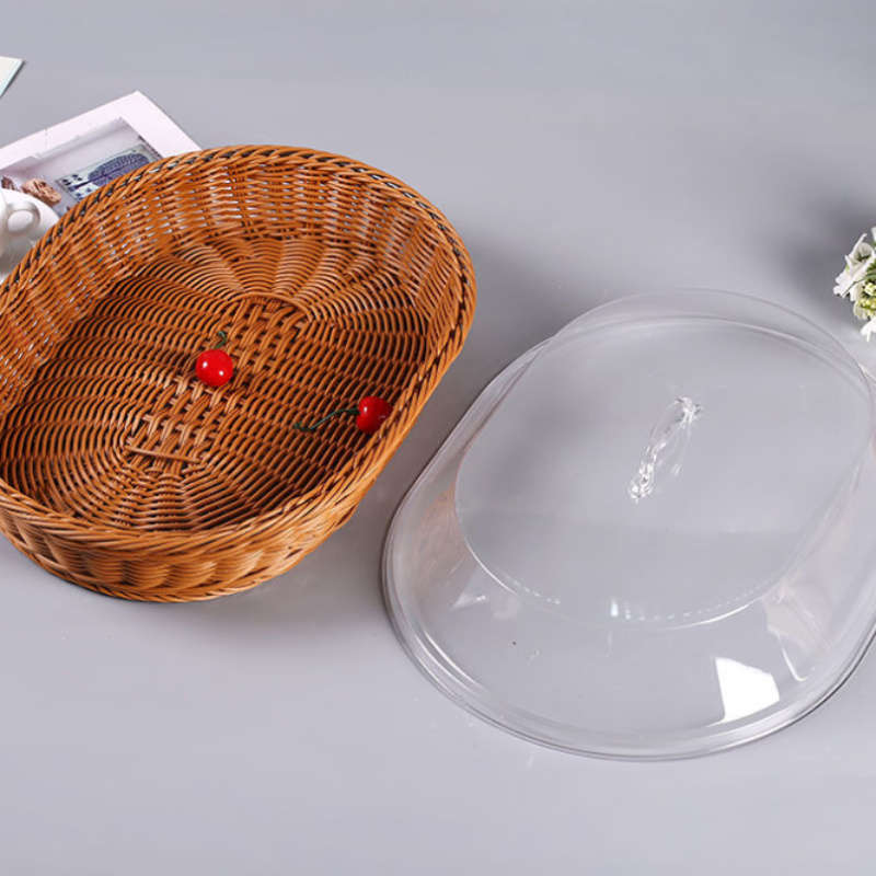 Woven Bread Basket With Transparent Cover