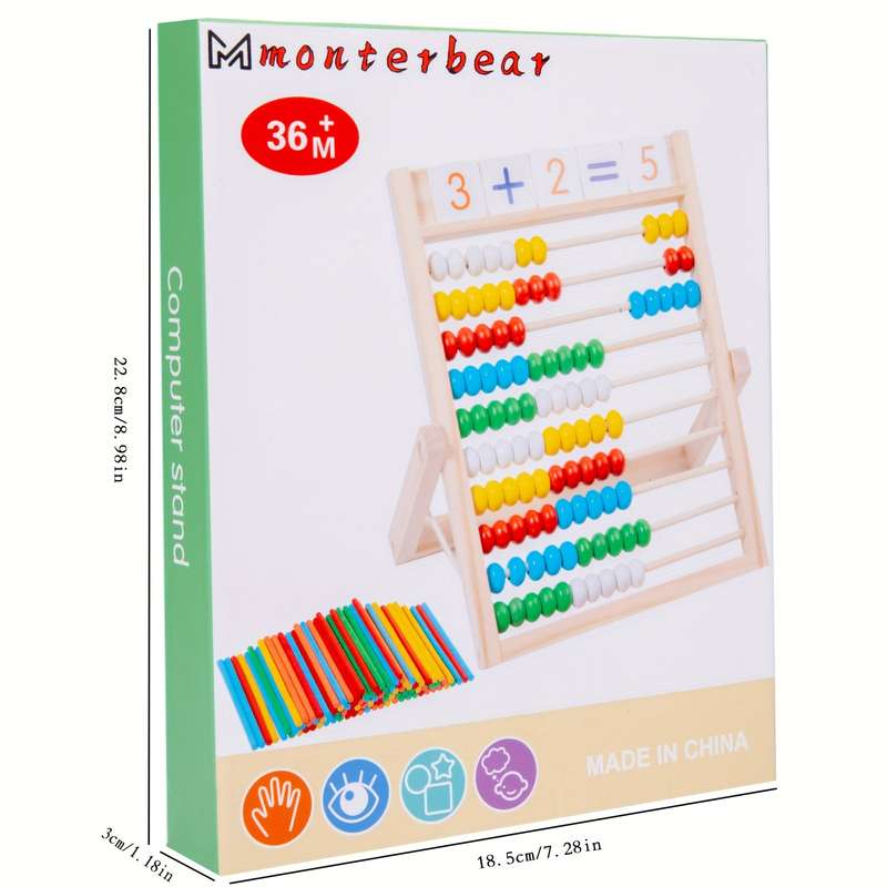 Math 10 Line Wooden Abacus