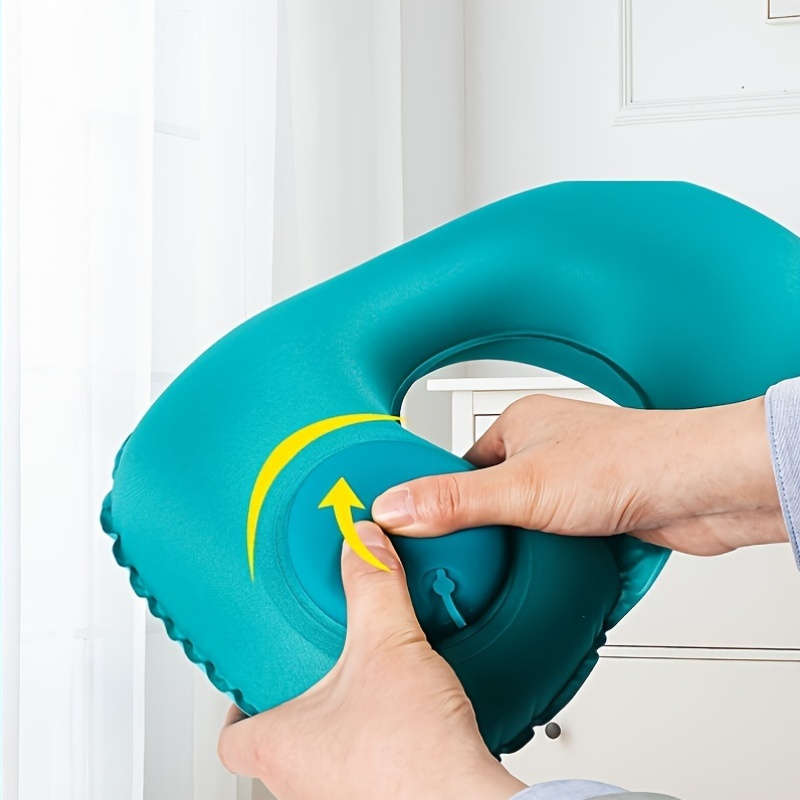 Modern Velvet U-Shaped Inflatable Neck Pillow Automatic Neck Support