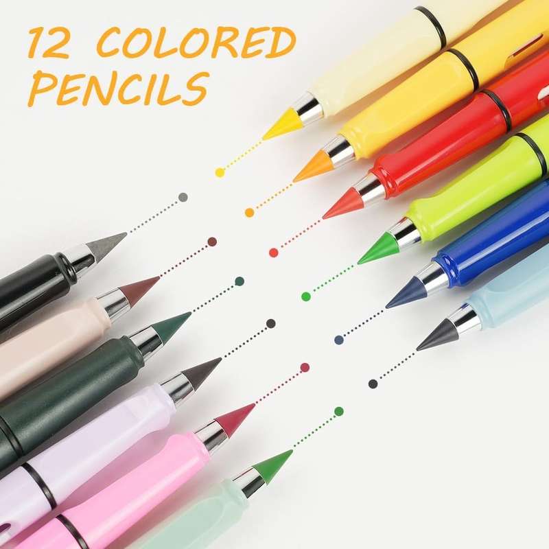 Set Of 12 Non-Sharpening Colored Pencils