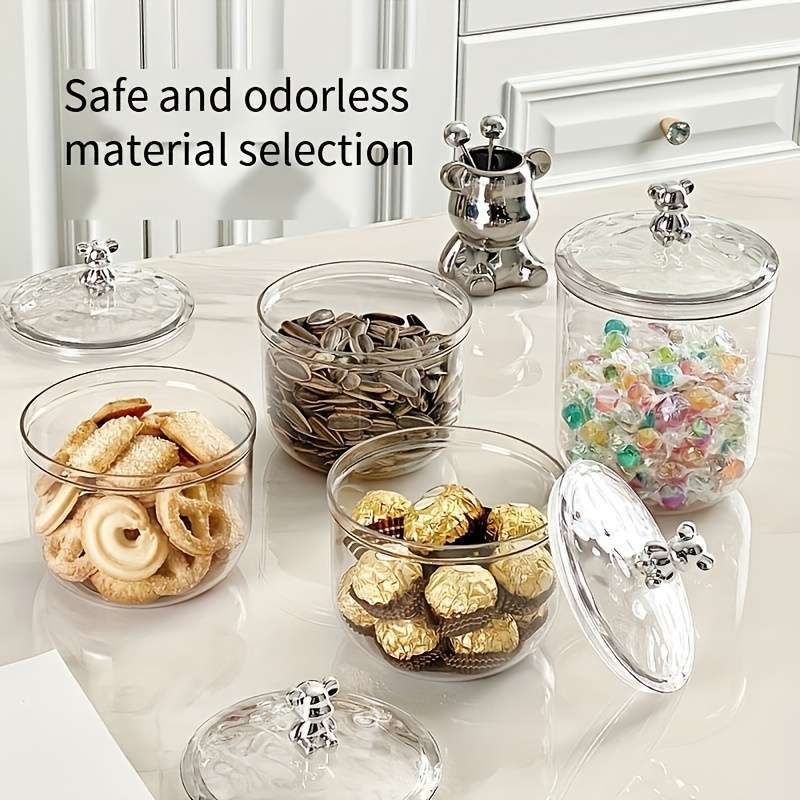 4 Pack Clear Pet Food Storage Jars - Airtight