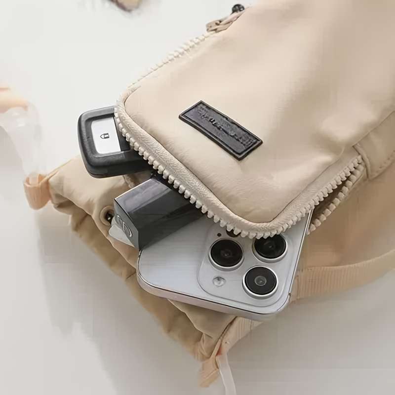 Beige Travel Crossbody Water Bottle Bag