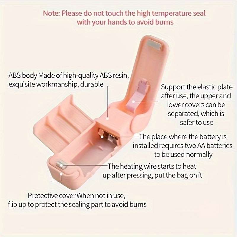 Portable vacuum food sealer, handheld heat sealer for plastic bags, small and easy to use, no need f