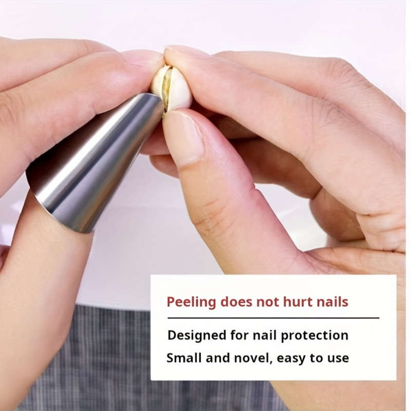 Stainless Steel Garlic Peeler Finger Protector - Multipurpose Kitchen Tool for Peeling Garlic, Beans