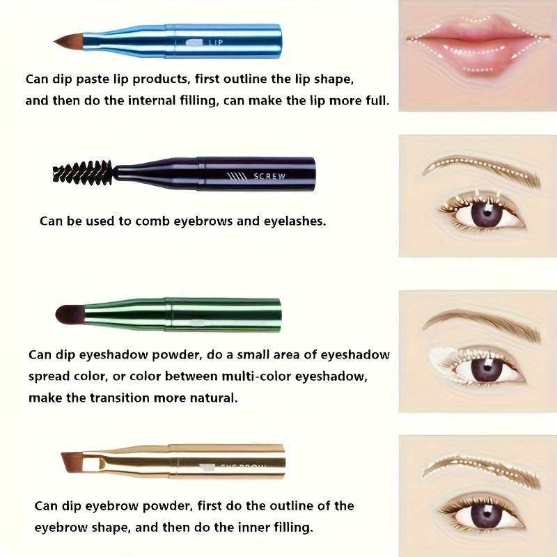 4 In 1 Eyebrow Brush Lip Brush Eyelash And Eye Shadow Brush