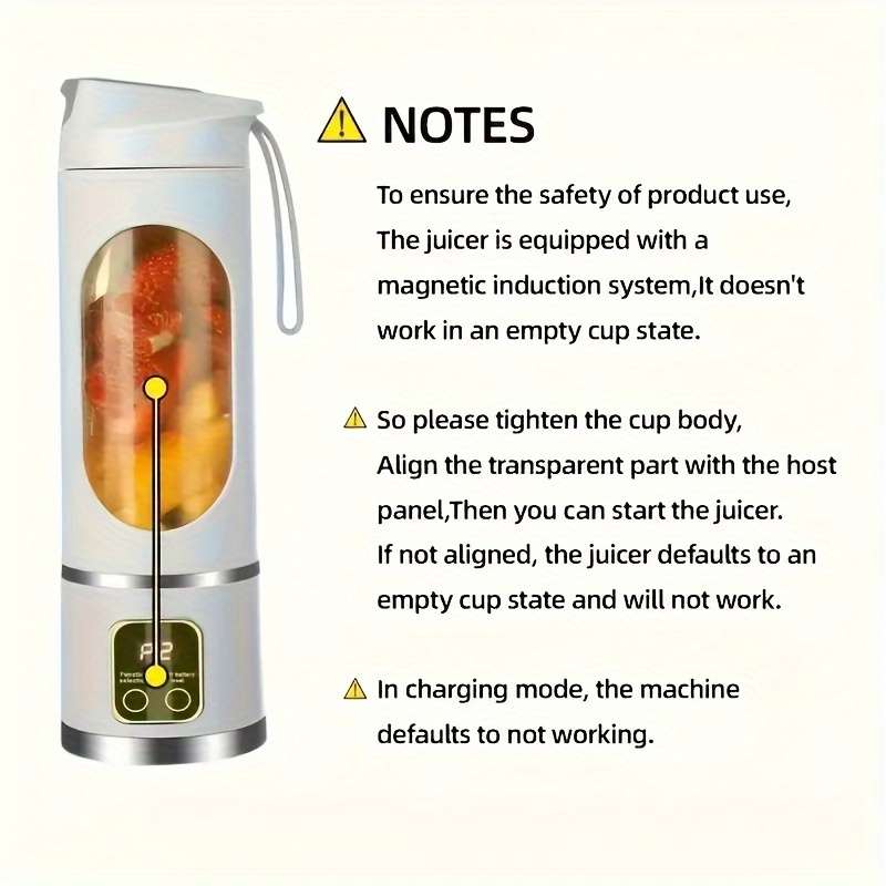 Portable Usb Rechargeable Blender And Juicer - Easy To Clean, Perfect For Making Fruit And Vegetable