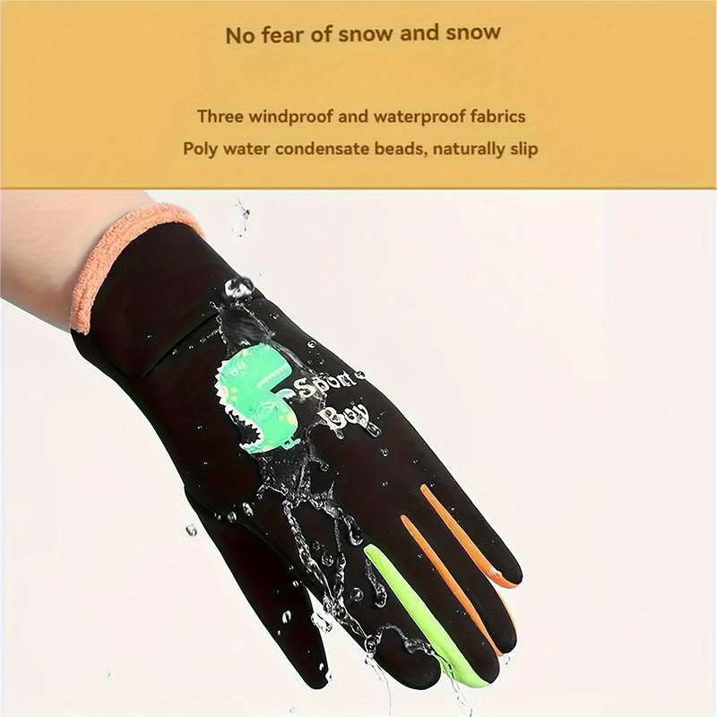 Cartoon Warm Gloves Wool Lined