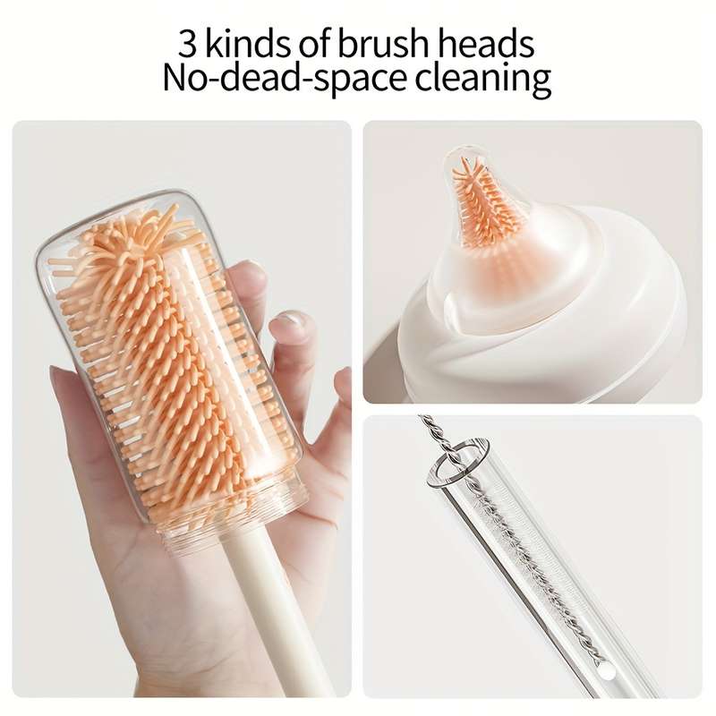 Silicone Bottle And Nipple Brush With Storage Casesilicone Bottle And Nipple Brush With Storage Case