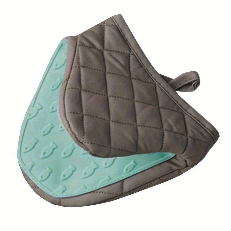1x Beige Quilted Silicone Oven Mitt - Heat Resistant