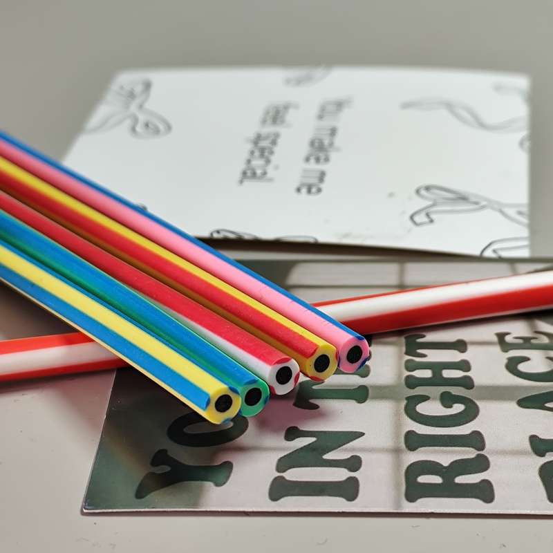 10 Flexible Multi-Color Striped Pencils With Erasers