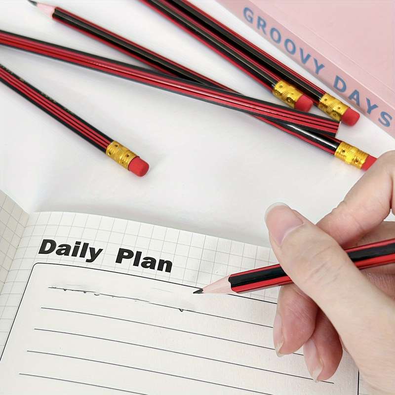 30 Classic Red And Black Pencils Study Stationery