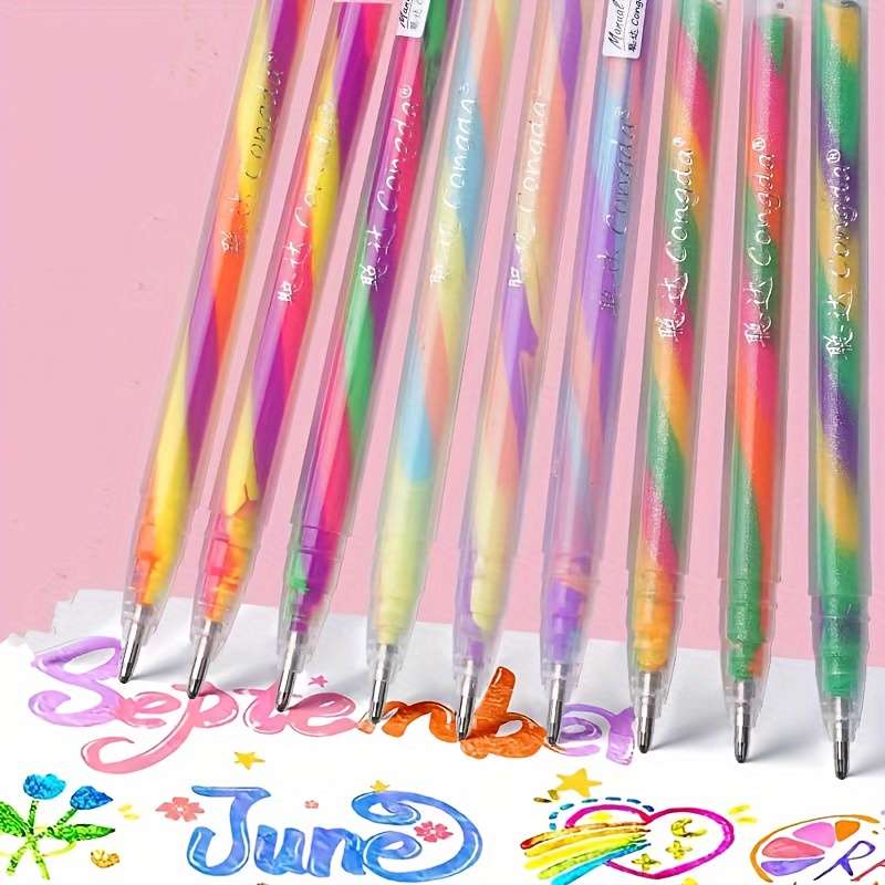 6 Colors Glitter Gel Pens Fine Point Rainbow Gradient Pens