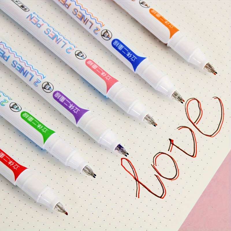 6 Bright Double-Line Gel Pens