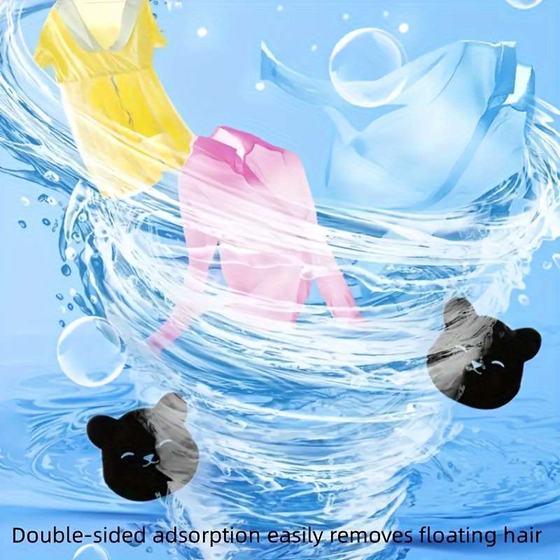 Reusable Cartoon Bear Laundry Sponge for Washing Machine PET Hair Remover, Deodorant Cleaner 5PCS