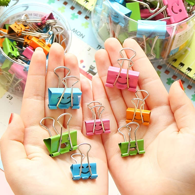 50-Pack Assorted-Color Cartoon Face Binder Clips
