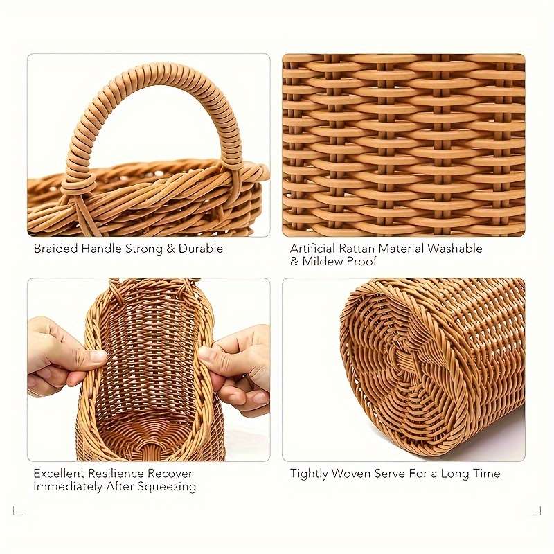 3-Piece Faux Rattan Wall-Mounted Storage Basket