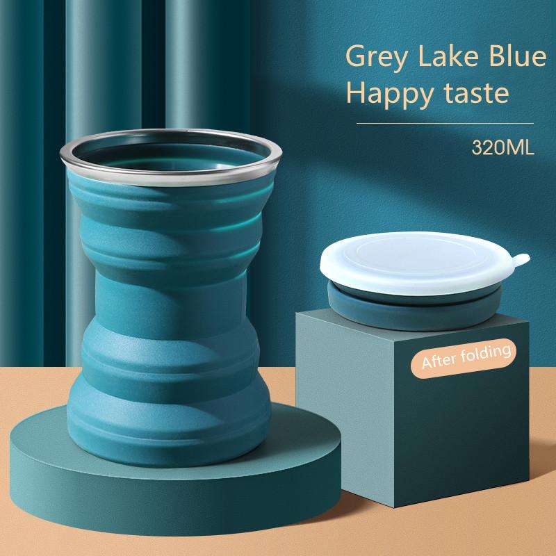 Heat-resistant portable silicone foldable water bottle