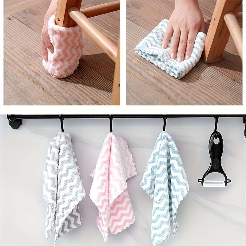 1 Pack Of Microfiber Dishwashing Towels, Thick Coral Fleece Cationic Double-Sided Soft Water-Absorbe