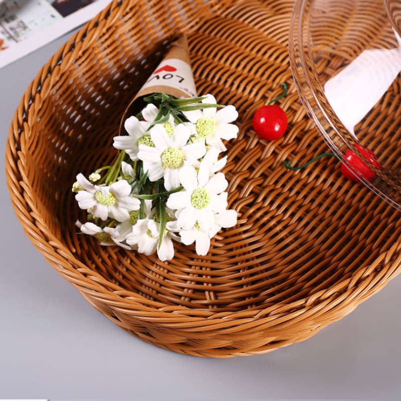 Woven Bread Basket With Transparent Cover