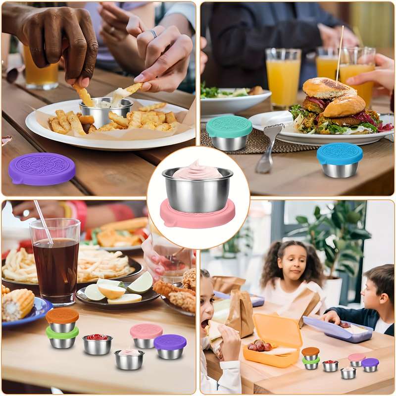 Reusable sauce container with leak-proof silicone lid