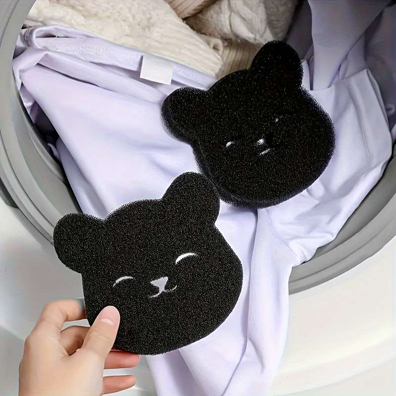 Reusable Cartoon Bear Laundry Sponge for Washing Machine PET Hair Remover, Deodorant Cleaner 5PCS