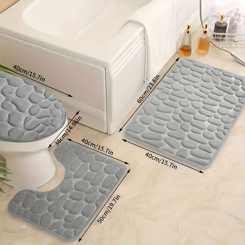3-Pack Non-Slip Machine-Made Bath Mats