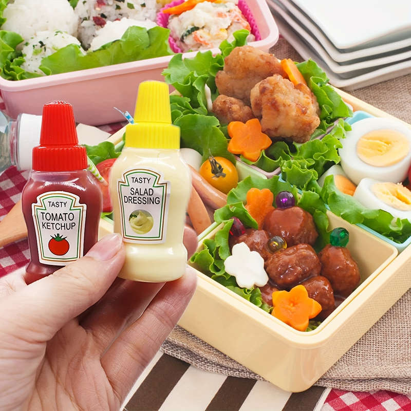 4pcs Mini Portable Salad Ketchup Bottles