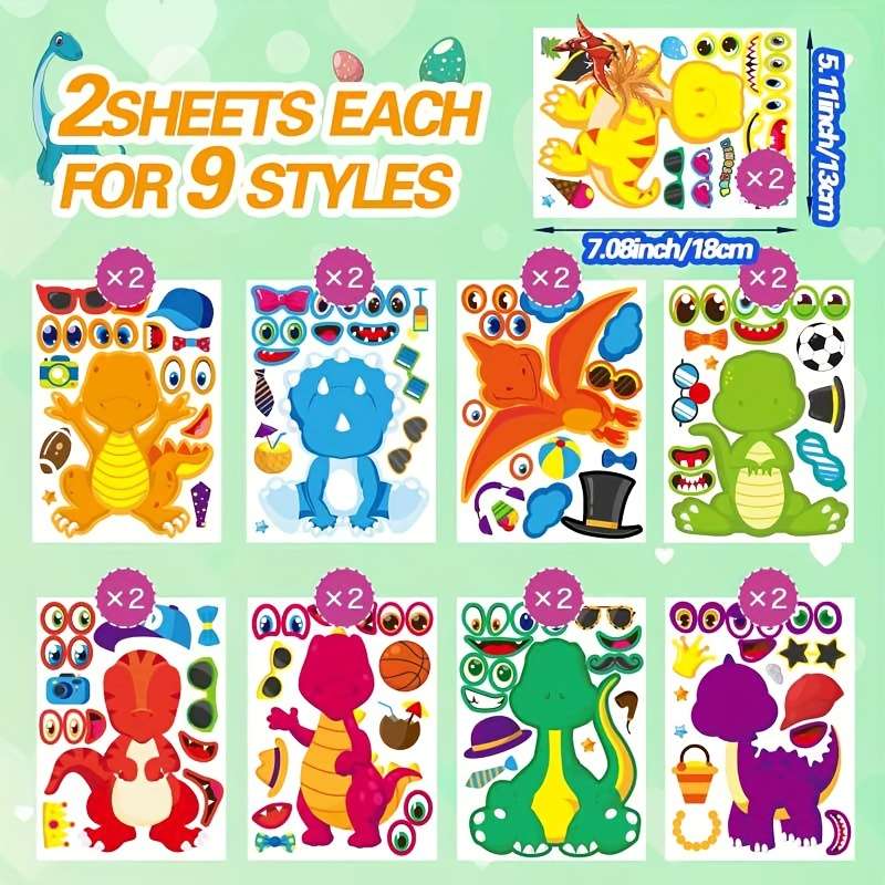 18 dinosaur stickers