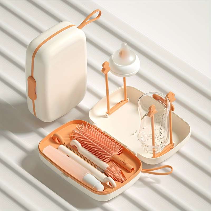Silicone Bottle And Nipple Brush With Storage Casesilicone Bottle And Nipple Brush With Storage Case