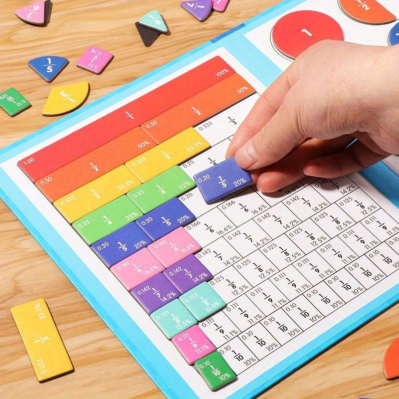Colorful numerator and denominator puzzle math