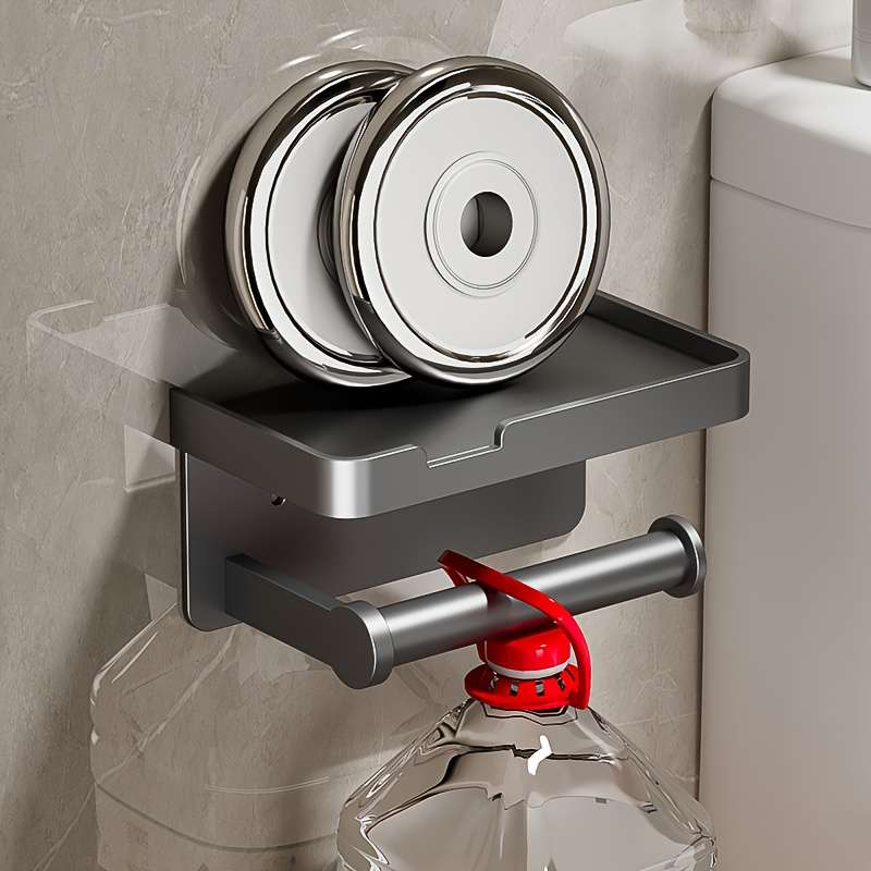 1 Piece Wall Mounted Toilet Paper Holder - Durable Abs Plastic, No Drilling Required Adhesive Paper