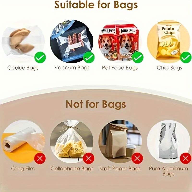 Portable vacuum food sealer, handheld heat sealer for plastic bags, small and easy to use, no need f