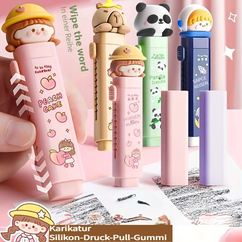 1pc Cartoon Silicone Push-Pull Eraser