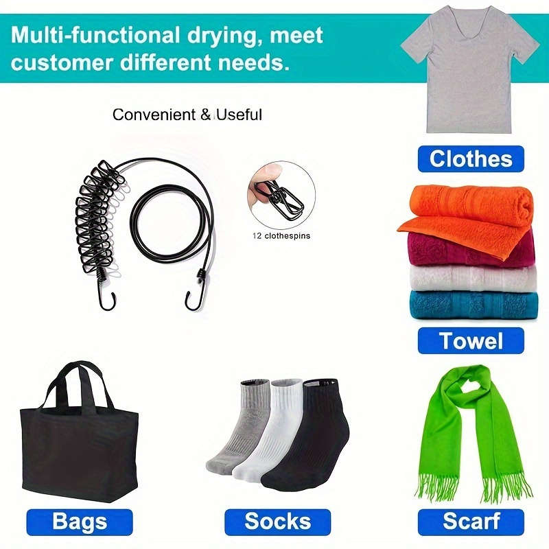 Clothesline Comes With 12 Clothespins - Lightweight