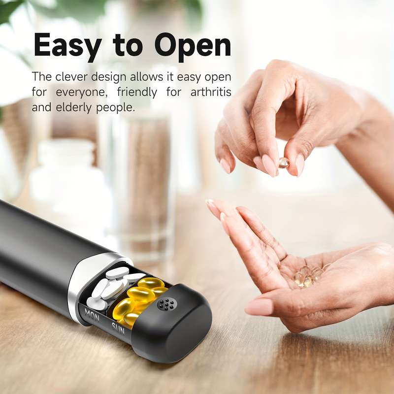 1 Piece Portable 7 Day Pill Organizer Compact Travel Size Pill Box Height 17.5cm