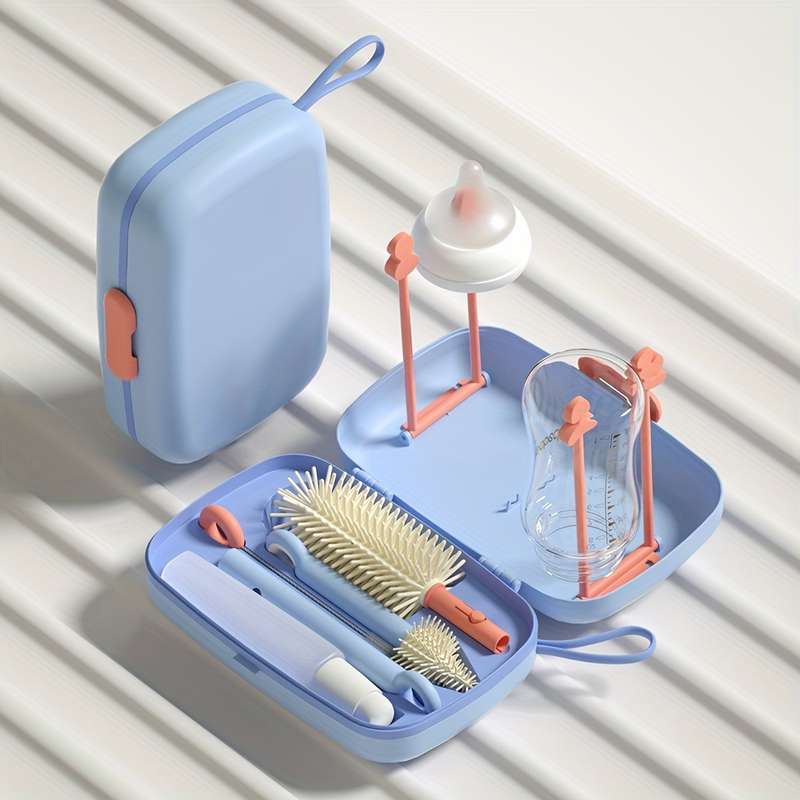 Silicone Bottle And Nipple Brush With Storage Casesilicone Bottle And Nipple Brush With Storage Case