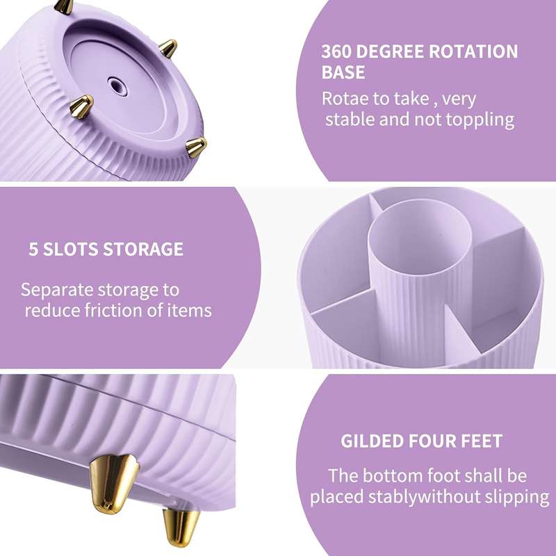 Rotating Desktop Storage Rack 5 Slot Pencil Holder