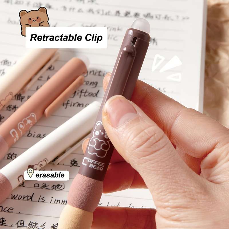 4pcs Cute Cartoon Bear Erasable Gel Pens