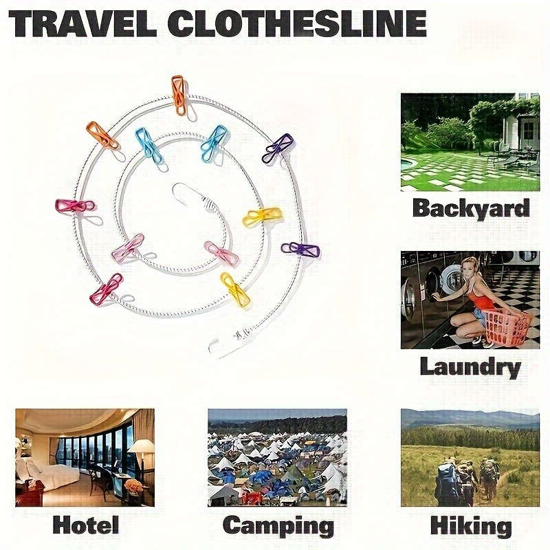 Clothesline Comes With 12 Clothespins - Lightweight