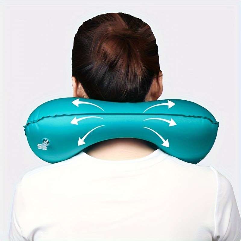 Modern Velvet U-Shaped Inflatable Neck Pillow Automatic Neck Support